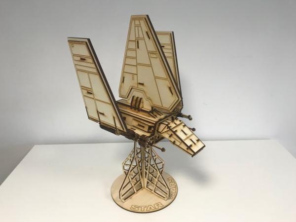 Star Wars - Shuttle Ship Lambda-class T-4a as 3D large laser cut woodmodel - front with wings